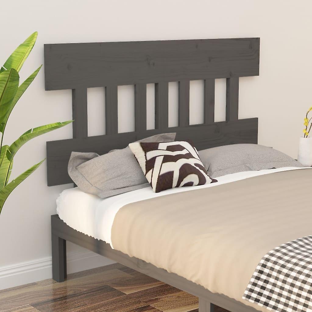Headboard Grey 138.5x3x81 cm Solid Pine Wood
