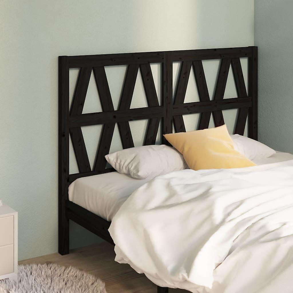 Headboard Black 126x4x100 cm Solid Pine Wood