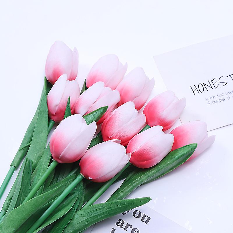 10 Stunning Realistic Touch Pu Artificial Tulip Bouquet With Stem-yellow