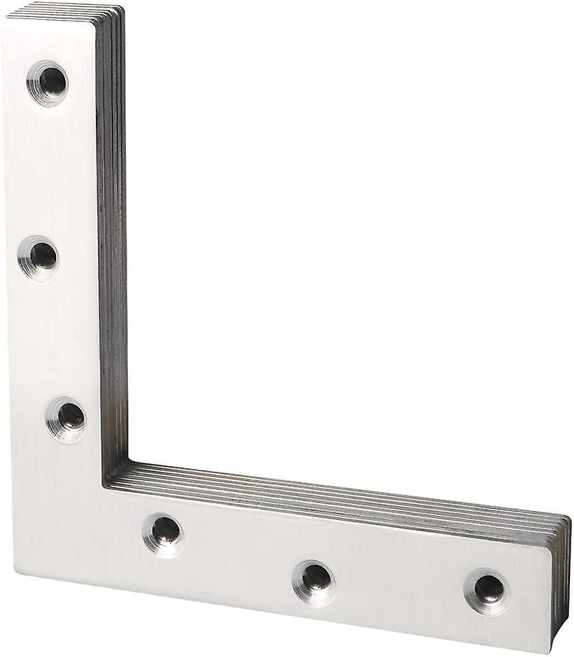 Flat Bracket Steel Plate Fixing Bracket, L Shaped Repair Connector Angle Bracket, Brushed Stainless Steel 120mm x 120mm, 4 Pcs