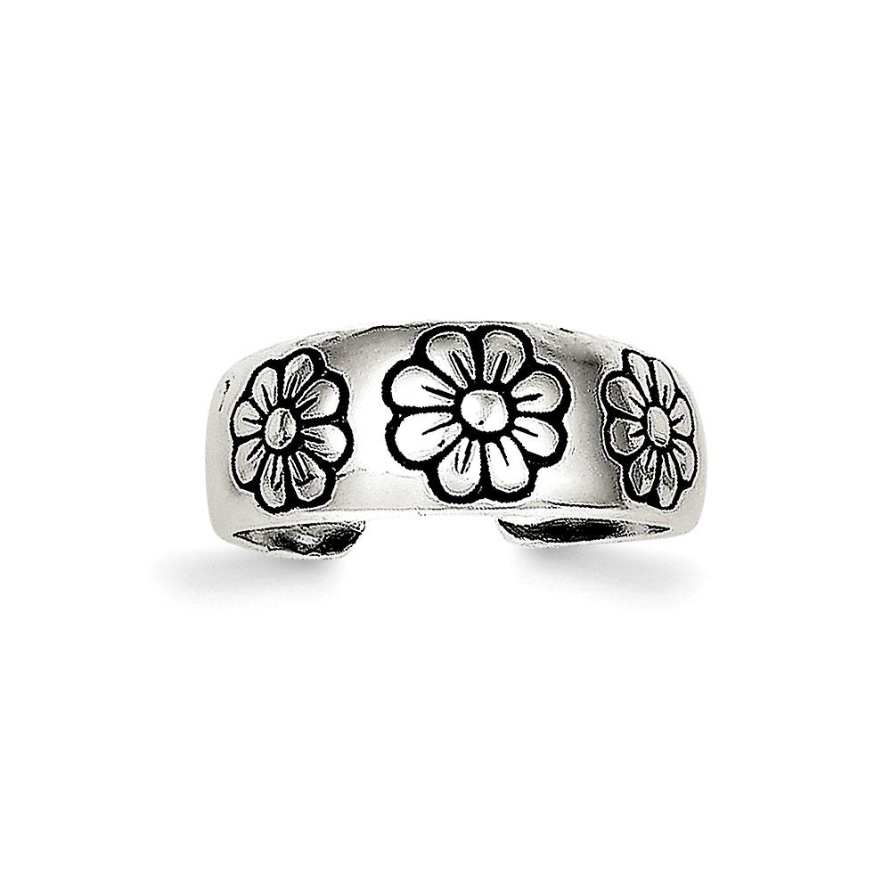 925 Sterling Silver Solid Polished Oxidized toe ring 7mm Wide-toe ring for Women