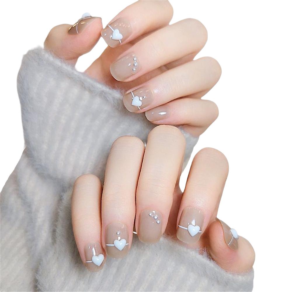 Heart Pattern Short False Nails Sweet & Charming Reusable False Nails