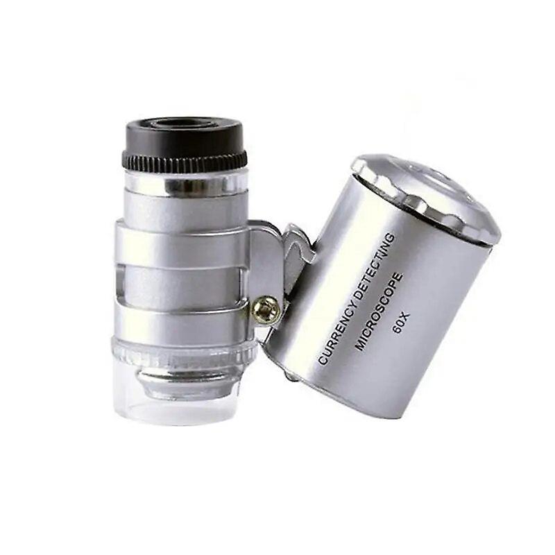 60X Mini Microscope Pocket Magnifier Mini Portable Handheld Microscope With Built-in Led Light Jewelry Magnifier Magnifying With