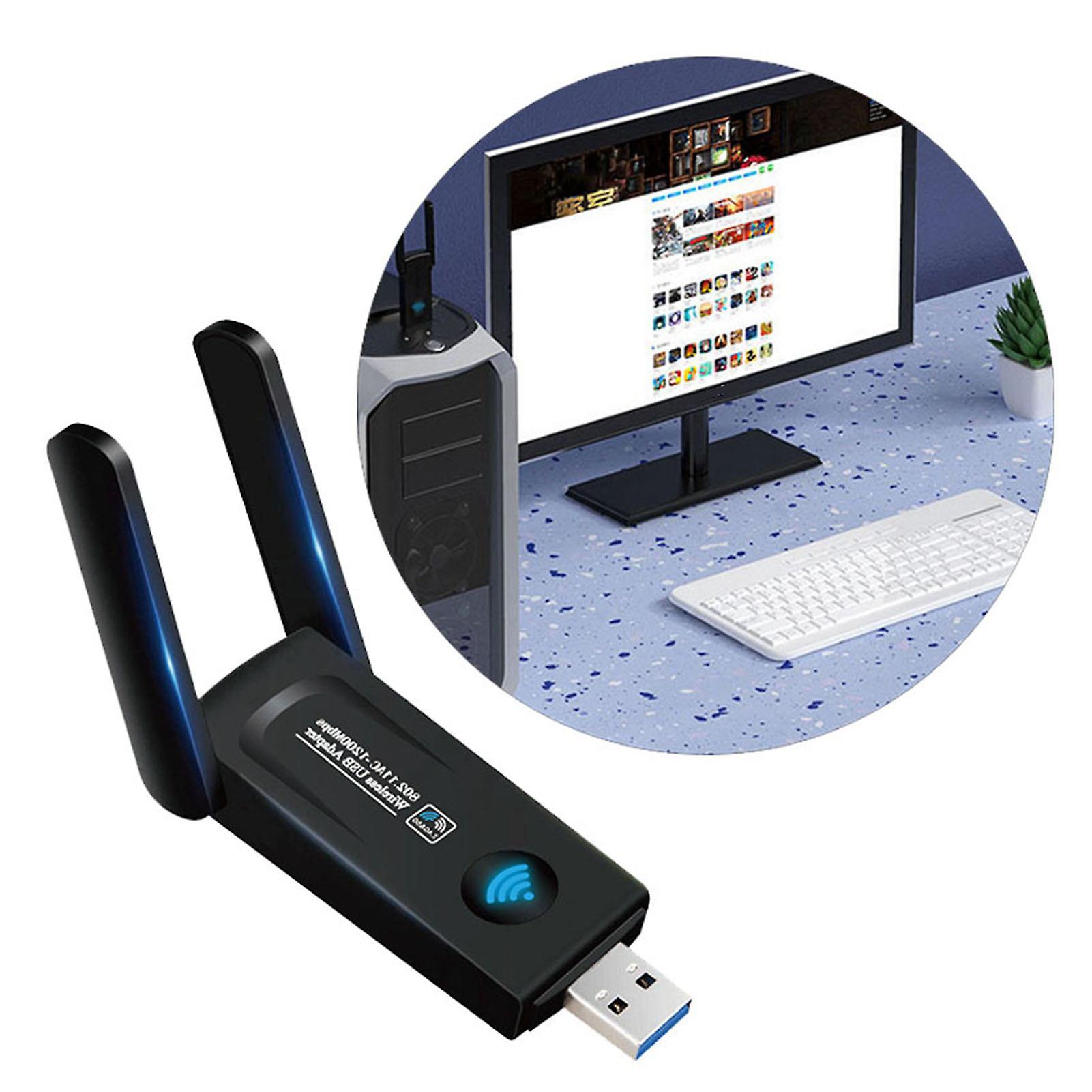 1200M Dual Band WiFi Adapter USB3.0 Interface Plug and Play USB Network Card for Laptop PC