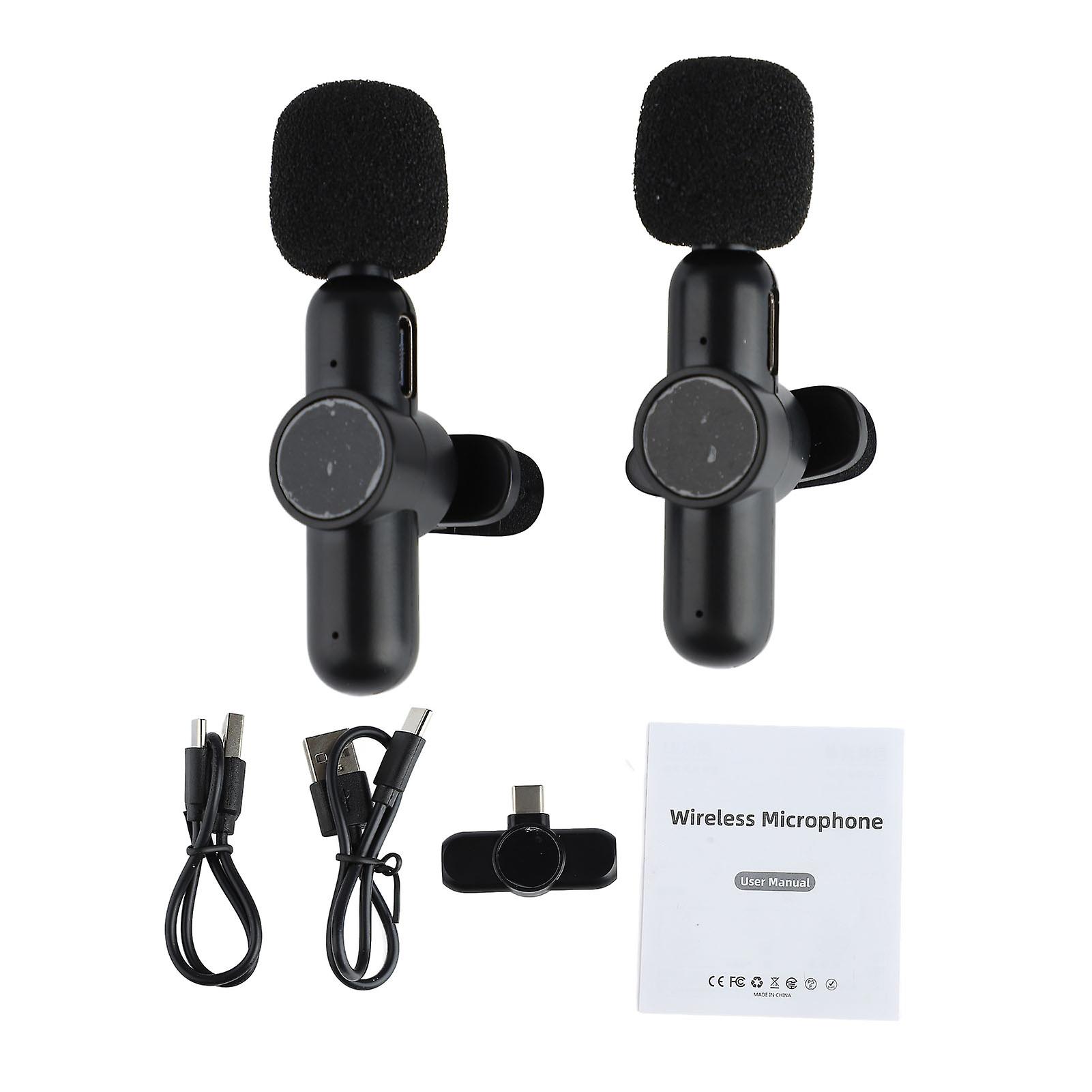 Wireless Lavalier Lapel Microphone with Type C Receiver, Noise Reduction, 2.4G Mini Mic