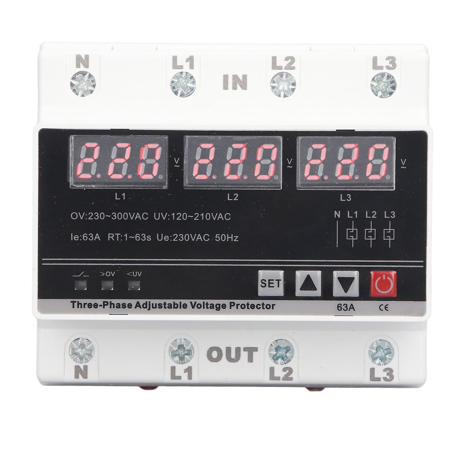 Risegun (CHLT-616) Din Rail Intelligent Voltmeter Ammeter Adjustable Overvoltage and Undervoltage Current Protector AC120V-300V 63a