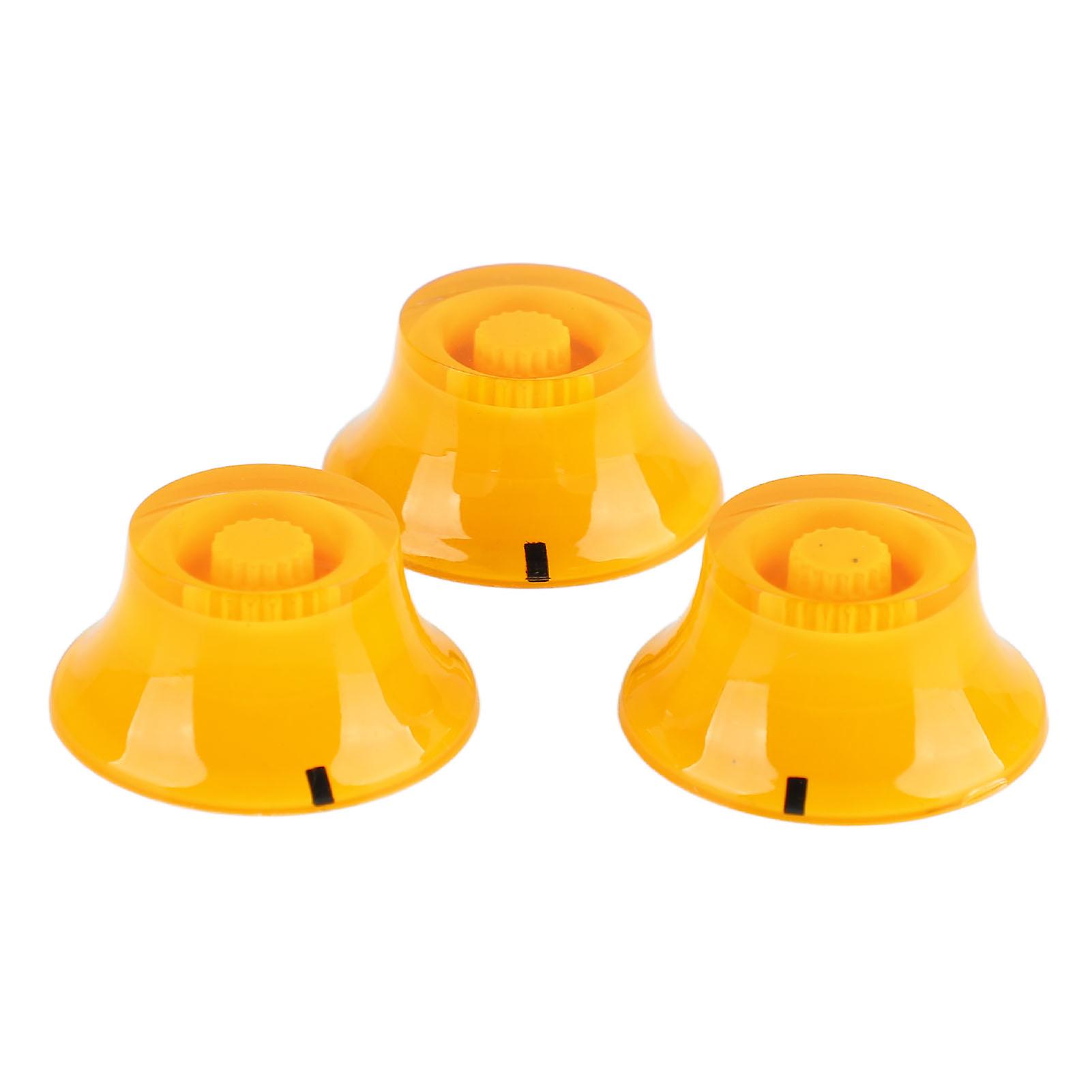 3PCS Yellow Electric Guitar Control Knob Set with Black Marking