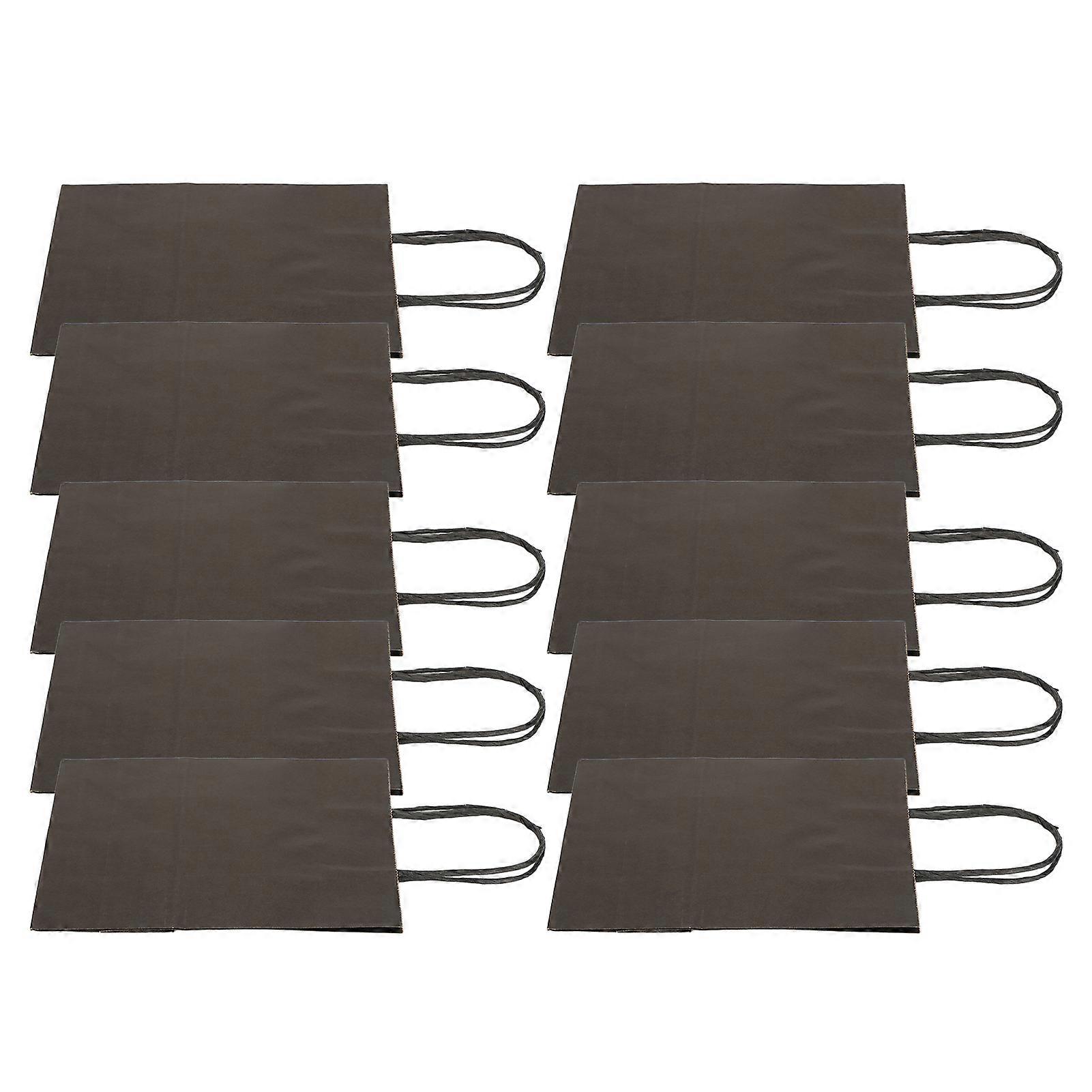 Black Kraft Paper Bags - 10pcs Simple Shopping Packaging with Handles (15 x 8 x 21cm)