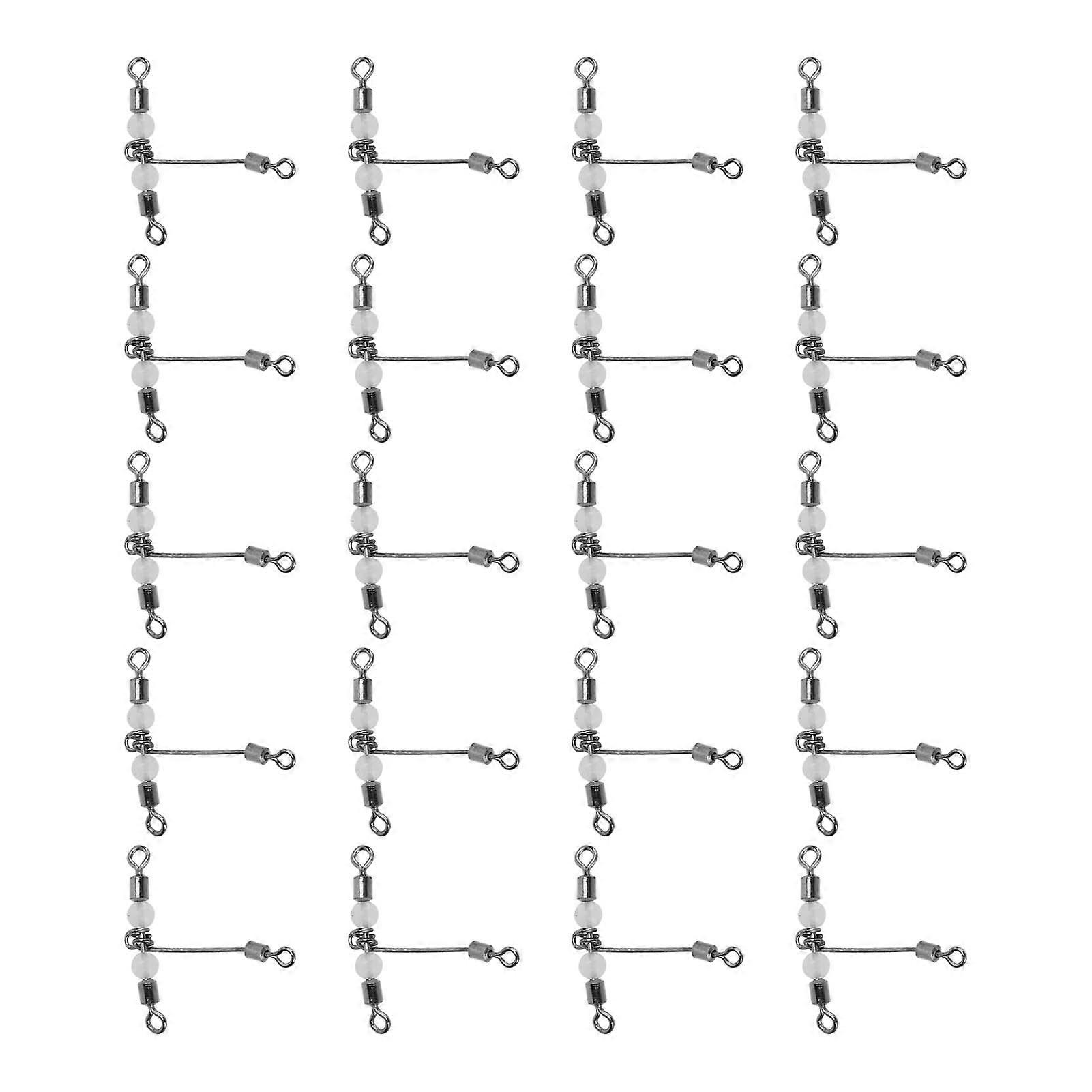 20pcs T Shape Luminous Fishing Swivel 3 Way Connector Luminous Fishing Swivels with Beads8x10 #