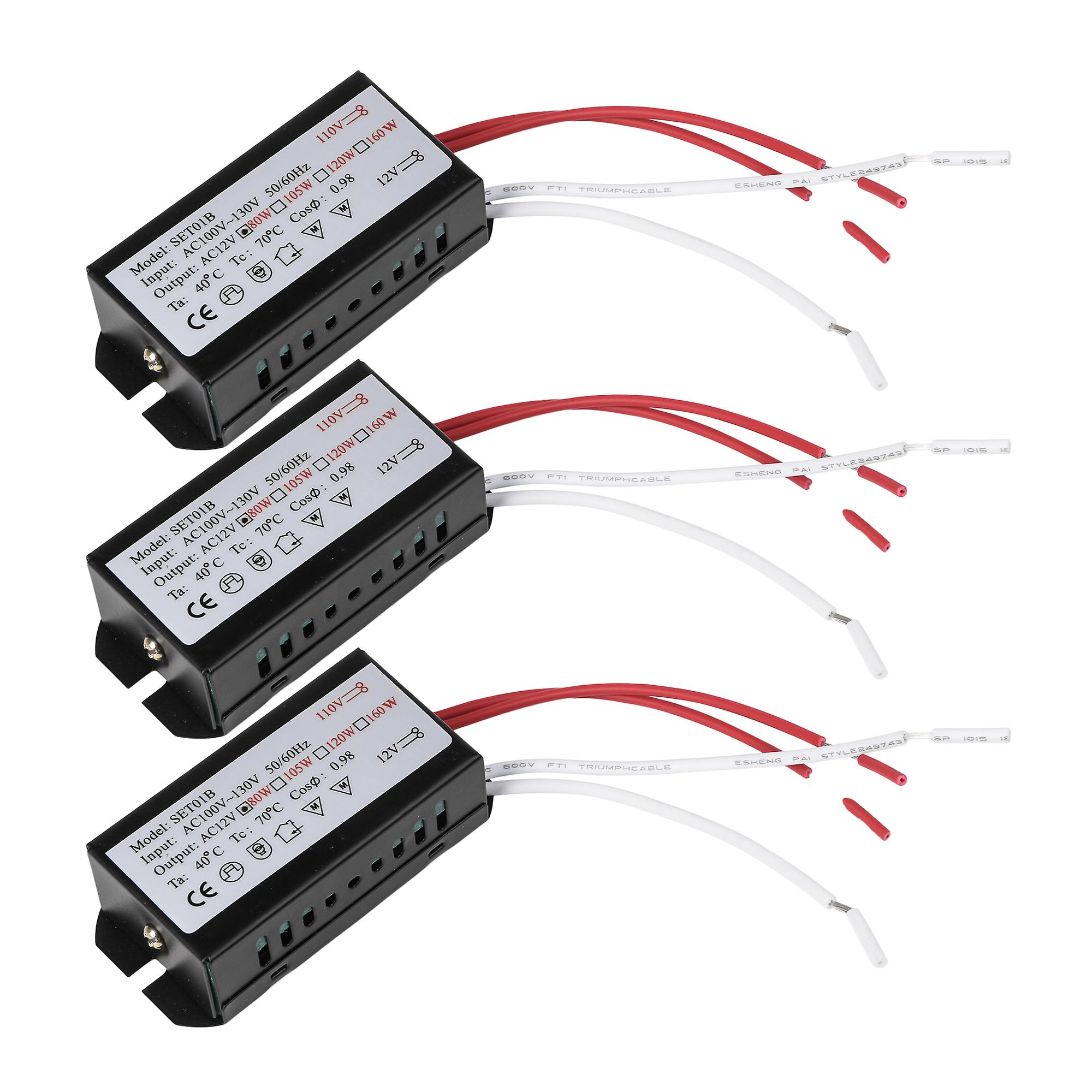 3Pcs Electronic Lighting Spotlight Transformer AC110V to 12V 80W Output