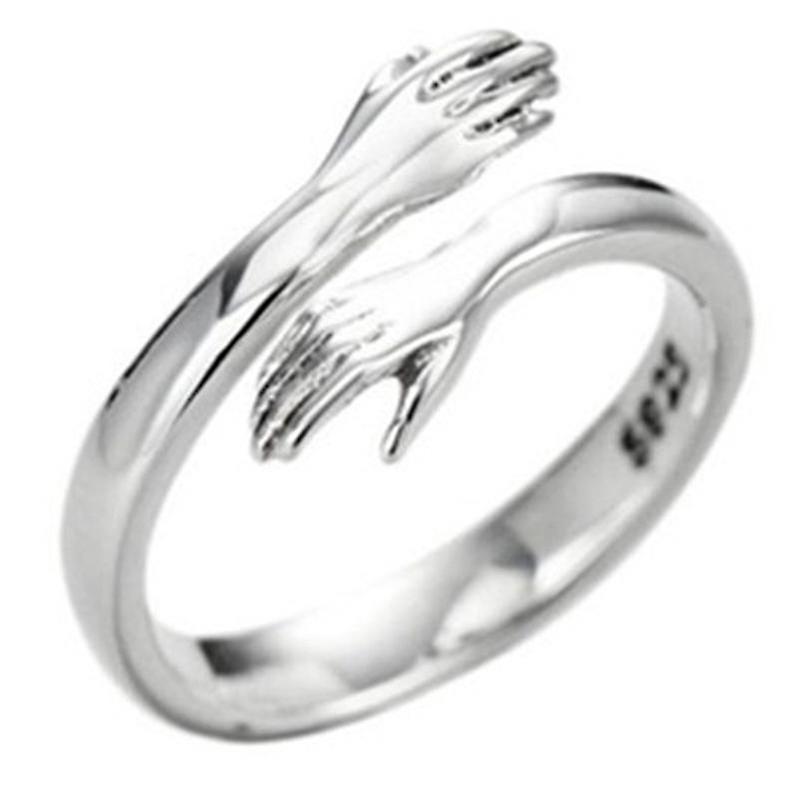 925 Gioielli in argento sterling Amore Abbraccio Anello Retrò Moda Tide Flow Anello aperto Hfmqv