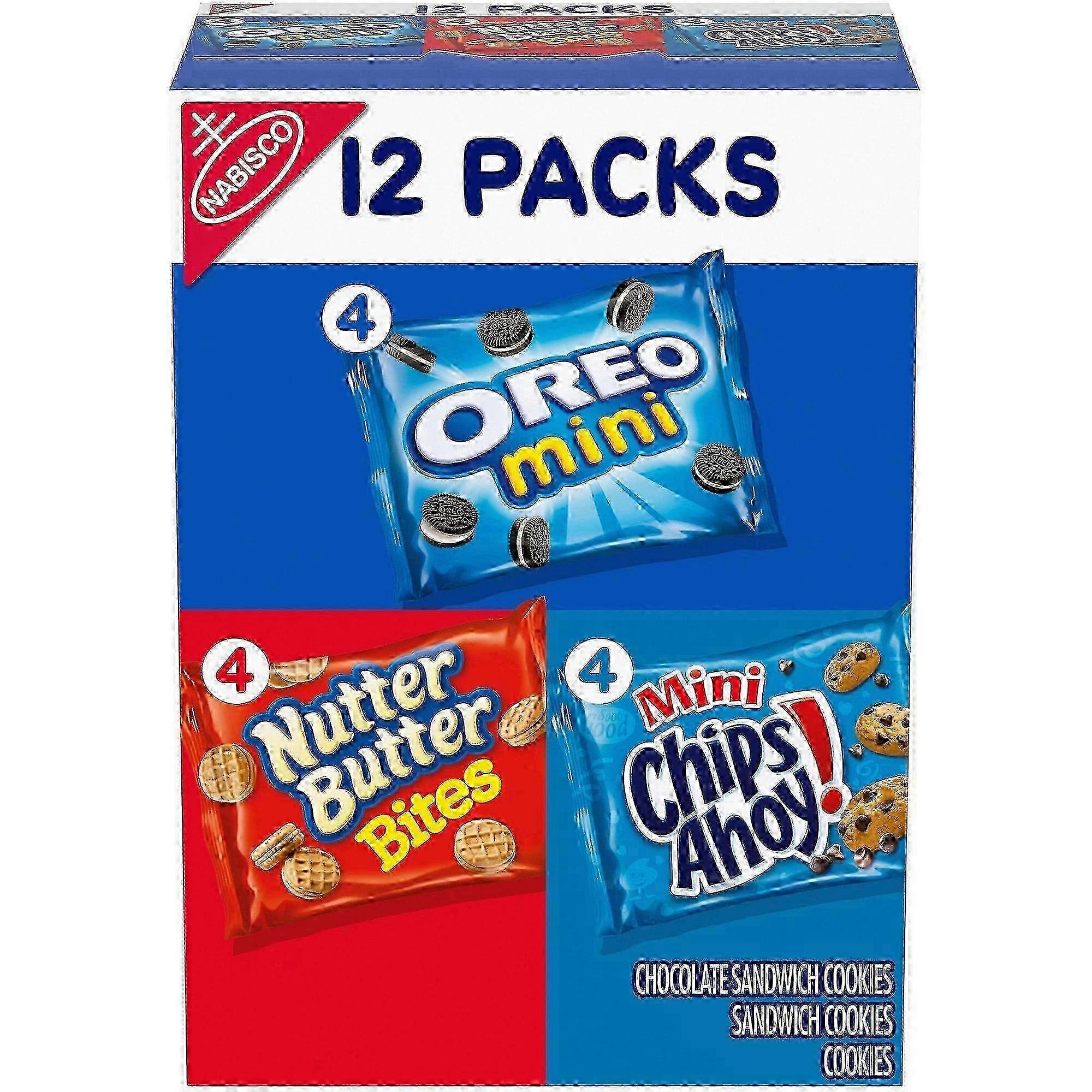نابيسكو ميني كوكيز حزمة متنوعة مع أوريو ميني ، ميني شيبس أهوي! & Nutter Butter Bites، 12 Ea