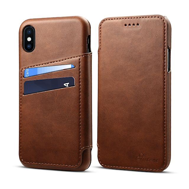 Samsung Galaxy S10 Flip Wallet Leather Case - Brown