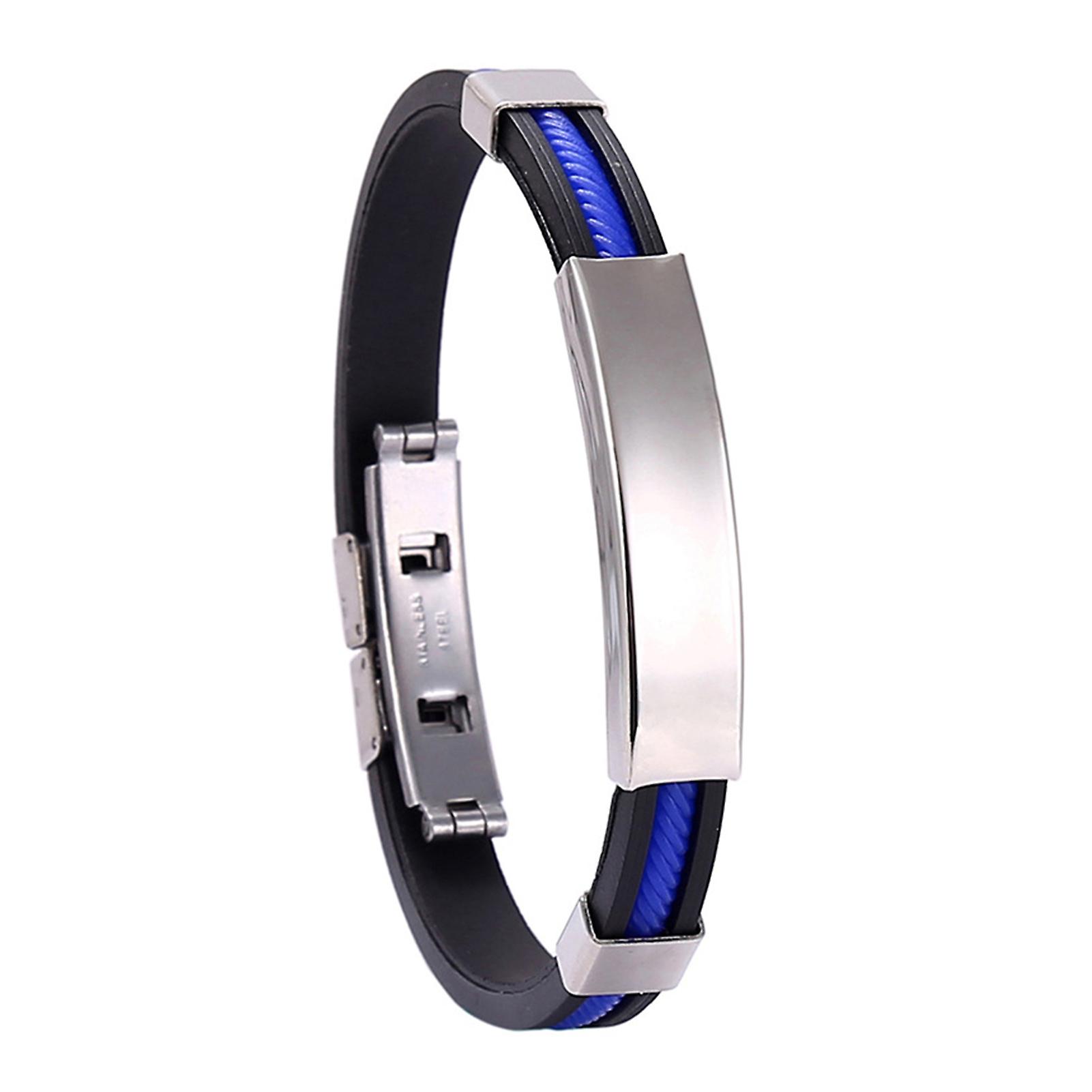 Cool Metal Silicone Wristbands Adjustables Length Durable Bangle for Men Daily Use