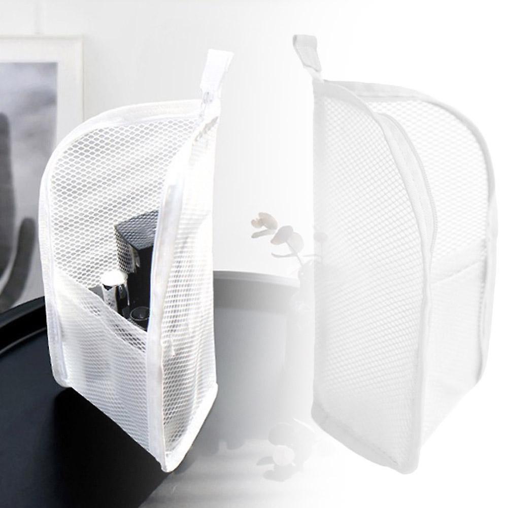 Sammenleggbar glidelås reise sminkebørsteveske bærbar netting kosmetikkveske reise