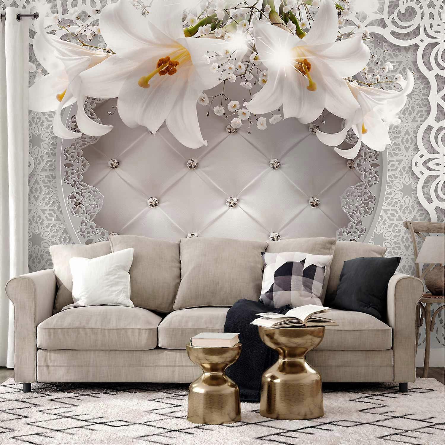 Wall Mural - Lilies and Quilted Background