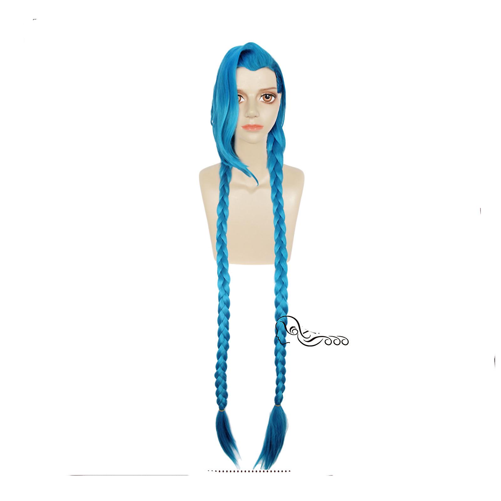 ליל כל הקדושים פאה משחק olo Party קוספליי פאה תחפושות משחק של לול Arcane ג'ינקס כחול קוספליי שיער סינטטי פאה קוספליי