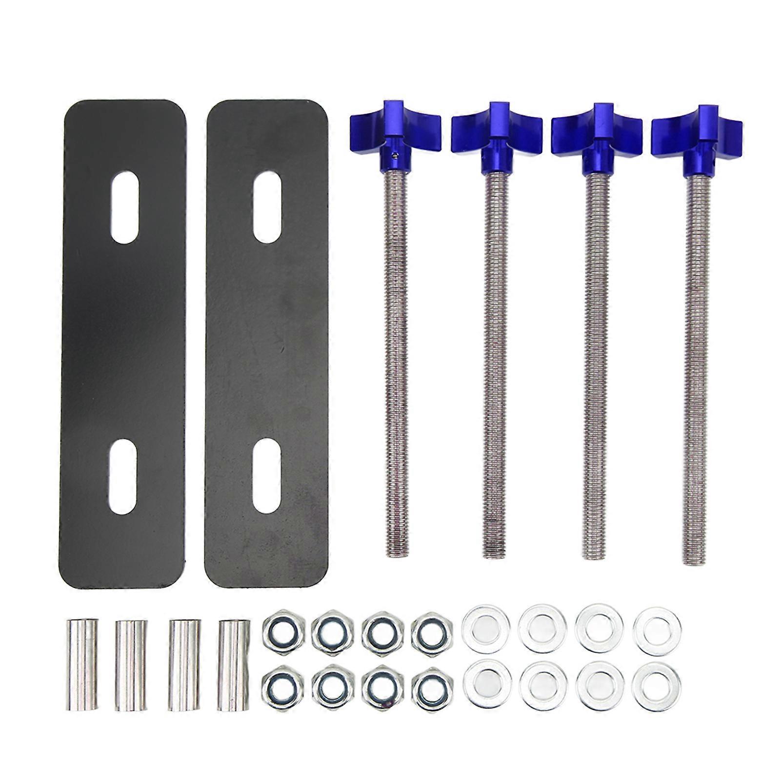 Traction Boards Mounting Pin Kit Steel M10x180 3.155.51in Hole Spacing Support Bracket Set For Suv Car Blue