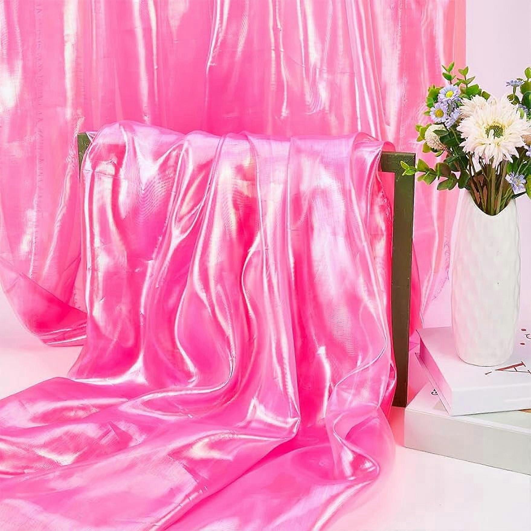 About 4.4 Yard(4m) Iridescent Holographic Gauze Fabric About 59 Inch Wide Laser Polyester Fabric Solid Sheer Polyester Fabric Bolt for Wedding Dress D