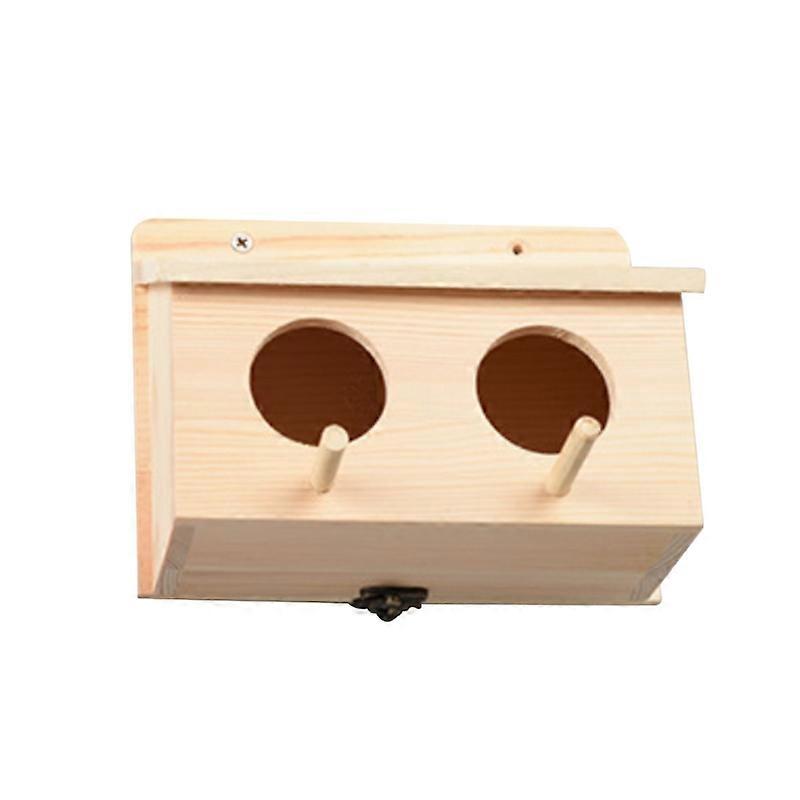Wood Birdhouse Solid Beautiful Bird Nest Designed with 2 Entrances 2 Perches