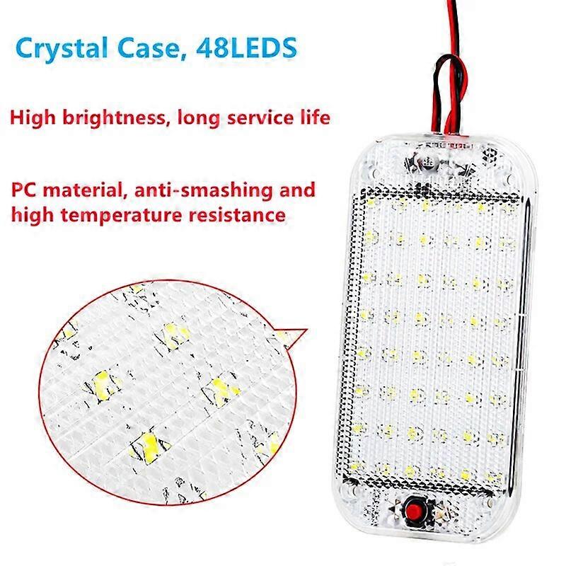 48LED High Brightness Ceiling Lamp Indoor Car Lighting Night Reading Light Reading Lamp Car Interior Lights FN9U2258