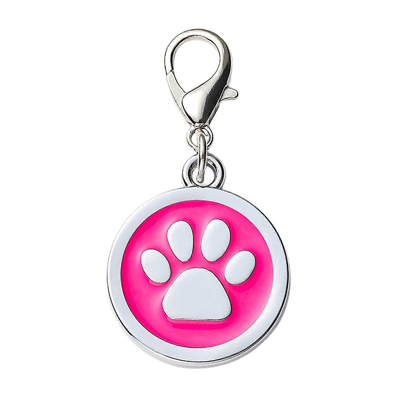 Dog Tag Dog Paw Pattern Round with Hanging Hook Pet Cat Portable ID Tags Puppy Name Card Pendant Pet Supplies