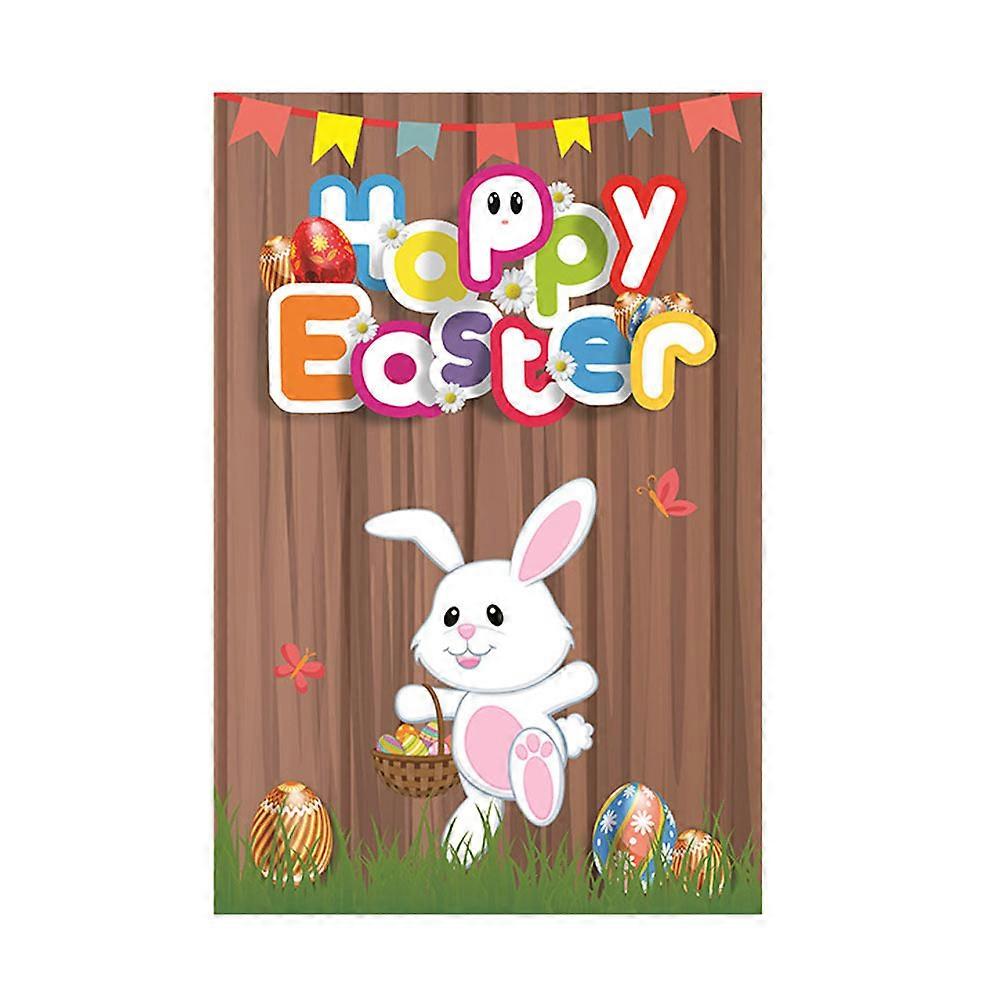 1pc Easter Themed Valance Easter Garden Banner Cartoon Rabbit Flag Ornament