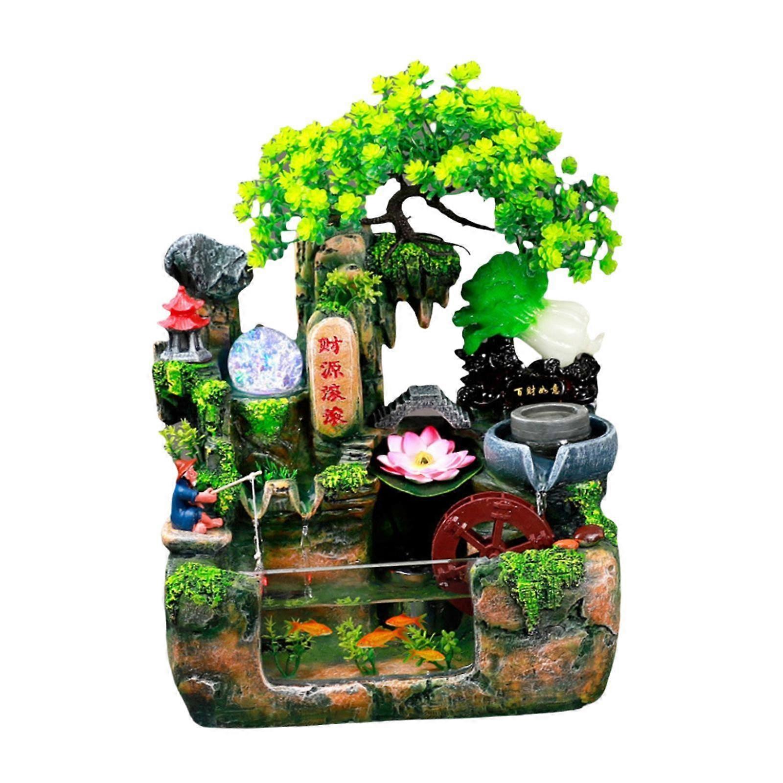 Fontaine de table Fengshui avec scène de lumière pompe à eau maison cascade intérieure