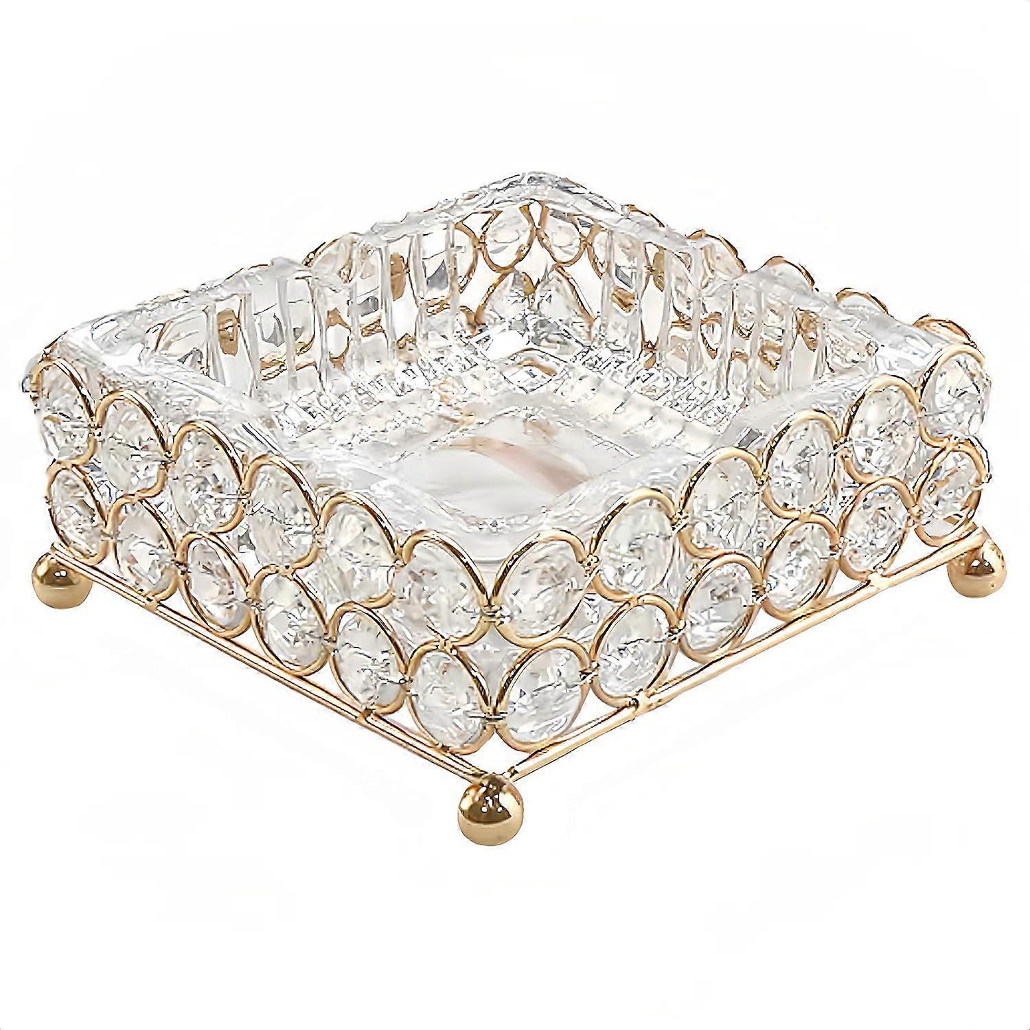 Metal and glass cigar cutter for cigarettes for cigarettes outdoors, removable 2-in-1 square bag cup for weed/home decor/outside/outside/terrace, gold