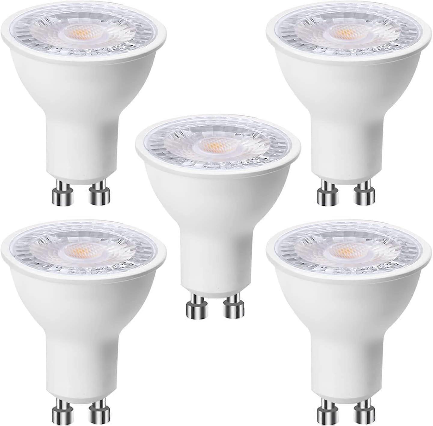 5パックGU10LED電球6W(60W相当)、クールホワイト6000K 500ルーメン、GU10LED電球120ワイドビーム、ちらつきのない埋め込み式スポットライト
