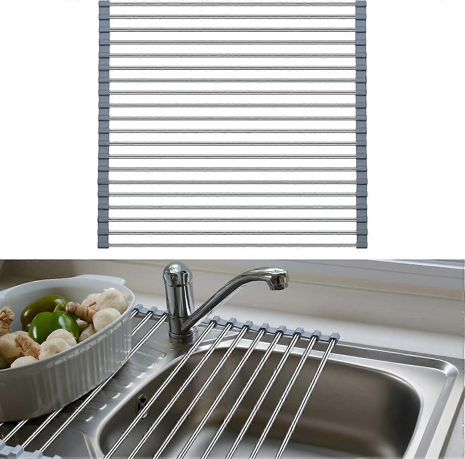 Roll-Up Dish Drying Rack, Extendable Foldable Sink Dish Rack, Dish Rack Roll Drying Rack, Sink Drip Rack Drying Rack