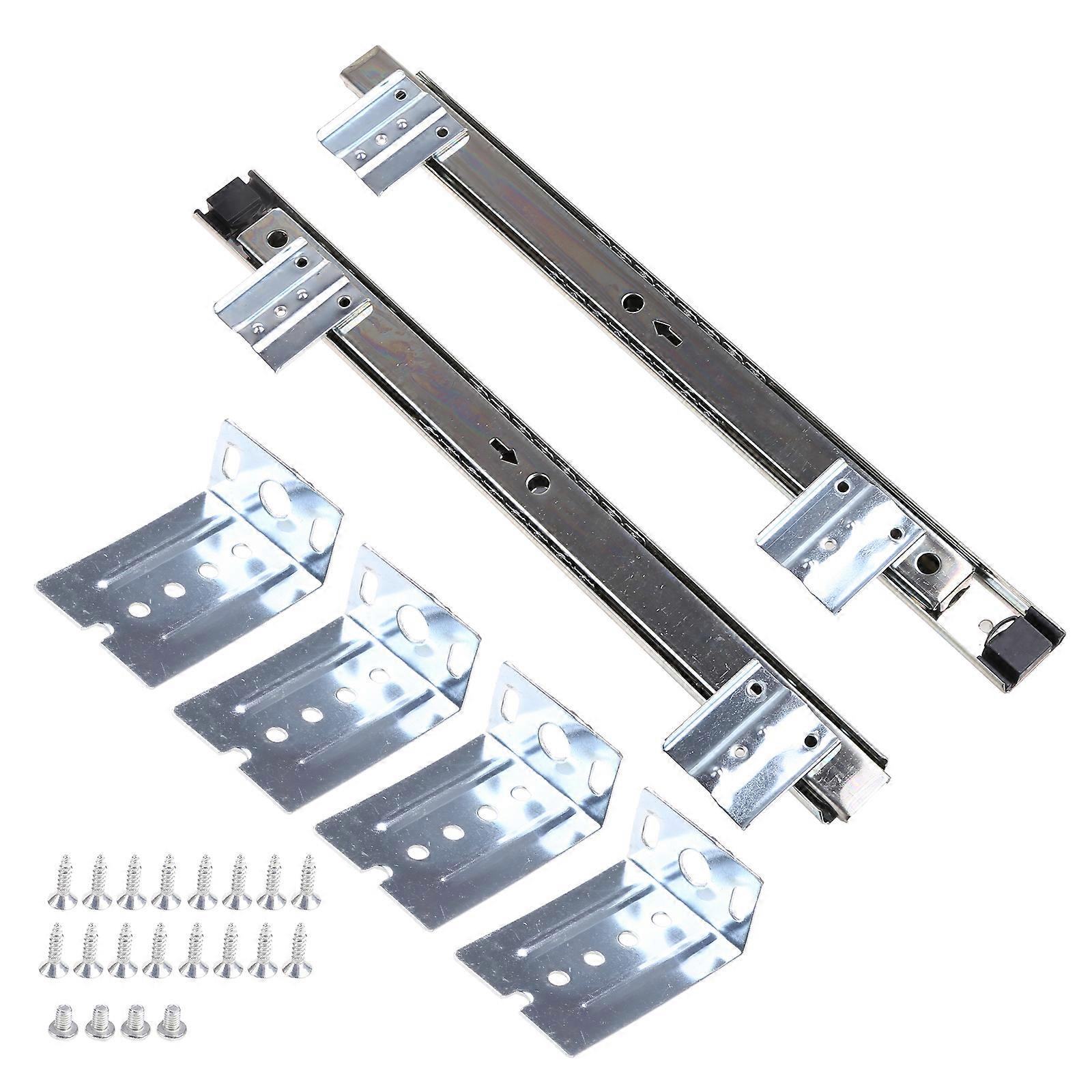 1 Pair Heavy Duty Ball Bearing Slides Computer Keyboard Drawer Tray Accessories Cabinet Furniture Rail Rack with Adjustable Height Bracket
