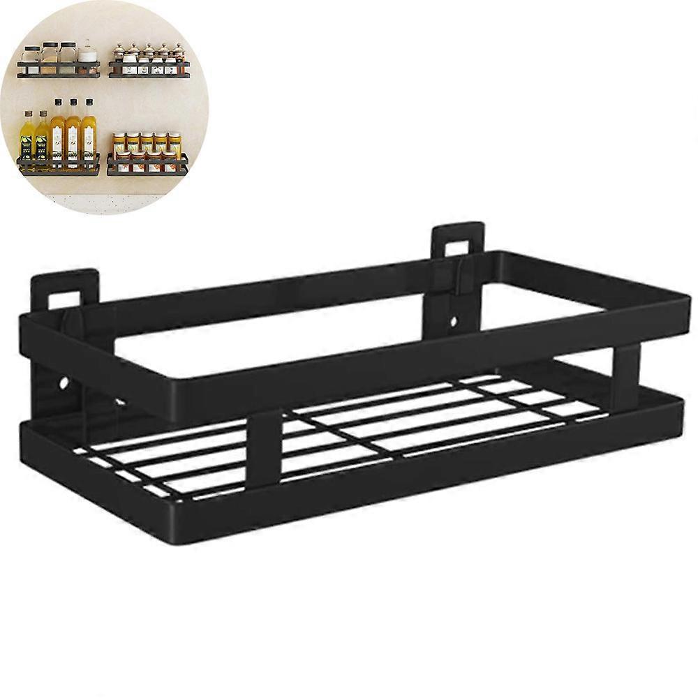 ニルヴァーナシャワーバスケット長方形小、ステンレス鋼製のシャワーシェルフ、ブラックパウダーコーティング