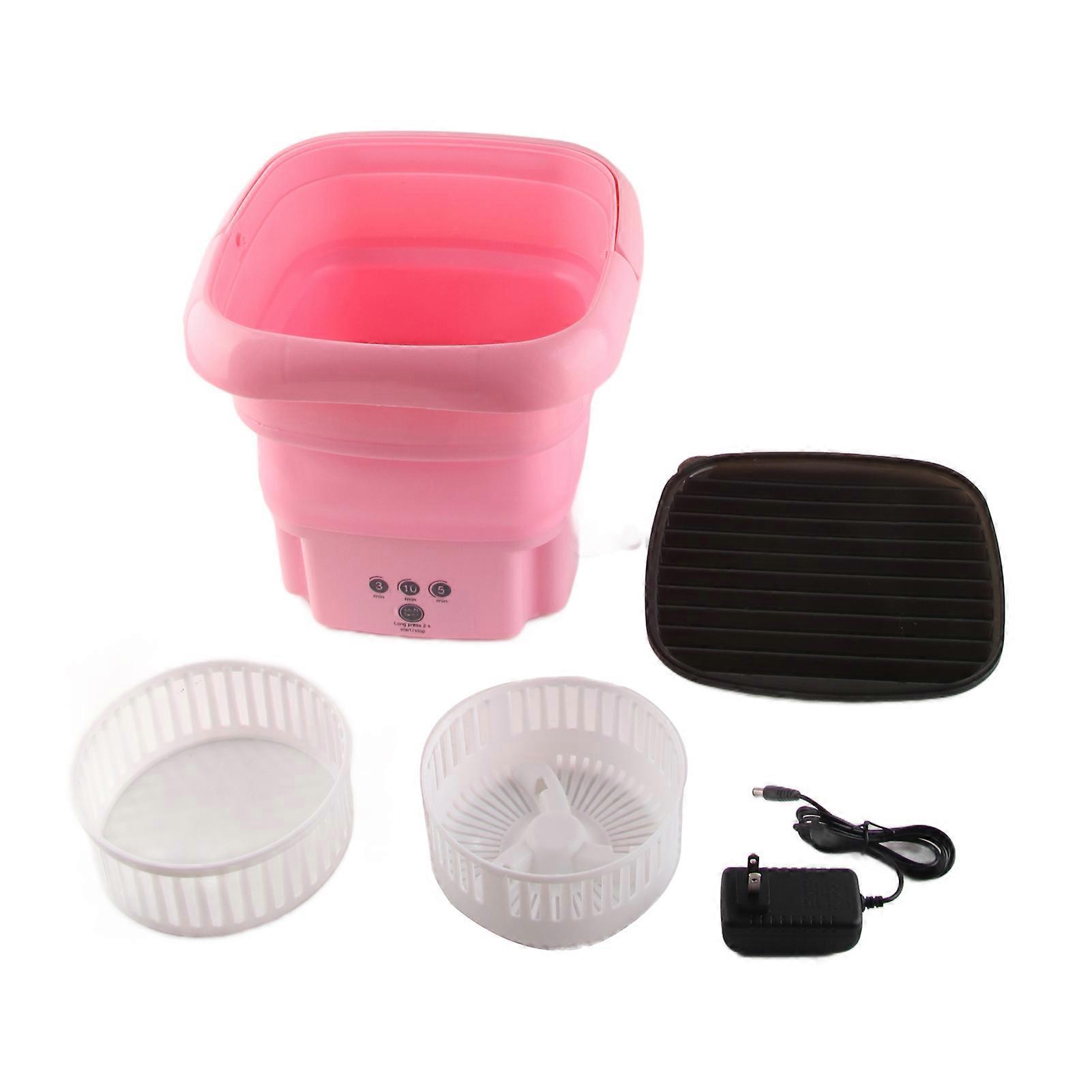 8L Mini Folding Washing Machine Small Portable Washing Machine and Dryer Combo for Apartments Dorm Camping US Plug 110?220V Pink