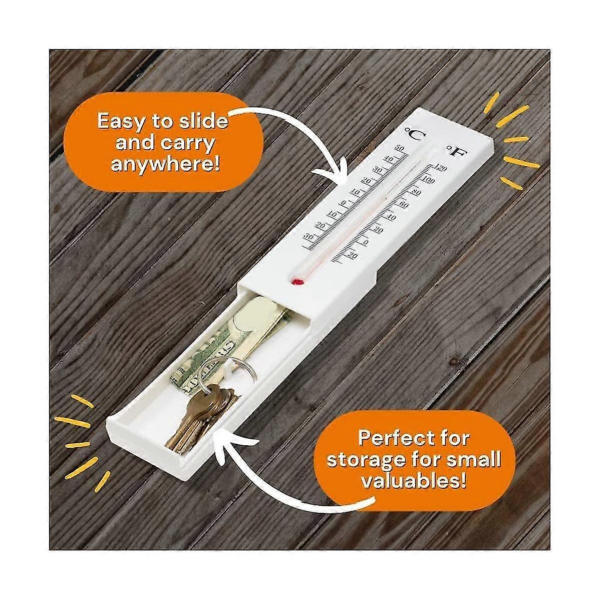 Thermometer Decorative Hide-A-Key Diversion Compartment – Secret Storage Case For Spare Keys, Coins, Or Money, Outdoor
