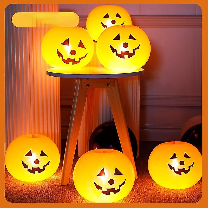 Halloween 20pcs Pumpkin With Led Light Rubber Balloons Decoration