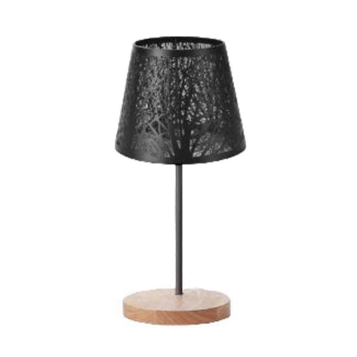 Table Lamp, Barrel Metal Lampshade and Base with Tree Pattern,Suitable for Tabletop Pendant Lamp Wall Lamp Black EU PLUG