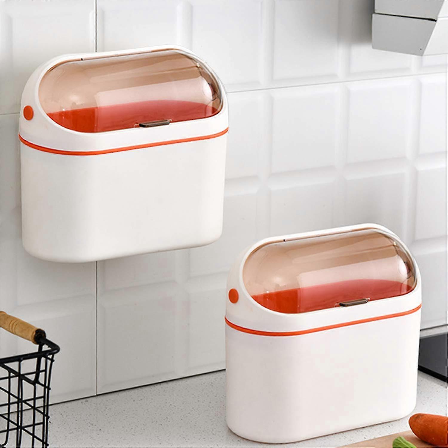 Desktop Trash Can with Lid, Mini Trash Can for Desk, Small Office Countertop Garbage Can