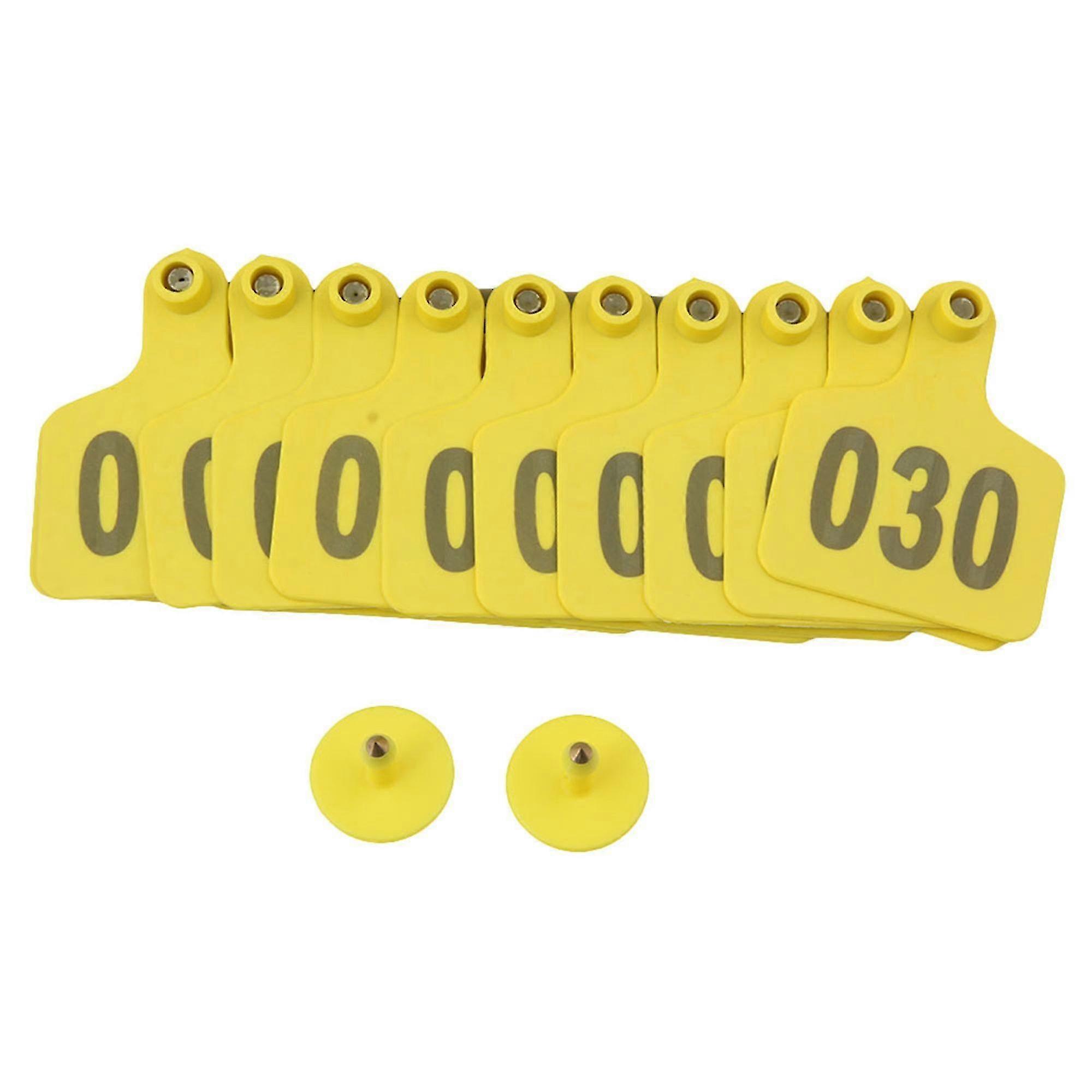 100 Sets Yellow Ear Tag With 1-100 Number For Cow Cattle Large Livestock