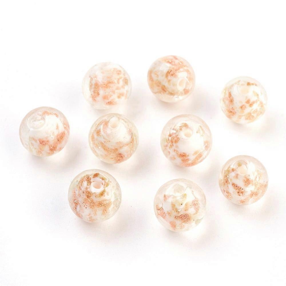 20pc Handmade Lampwork Beads with Gold Sand Round White Size: about 12mm in diameter hole: 2mm
