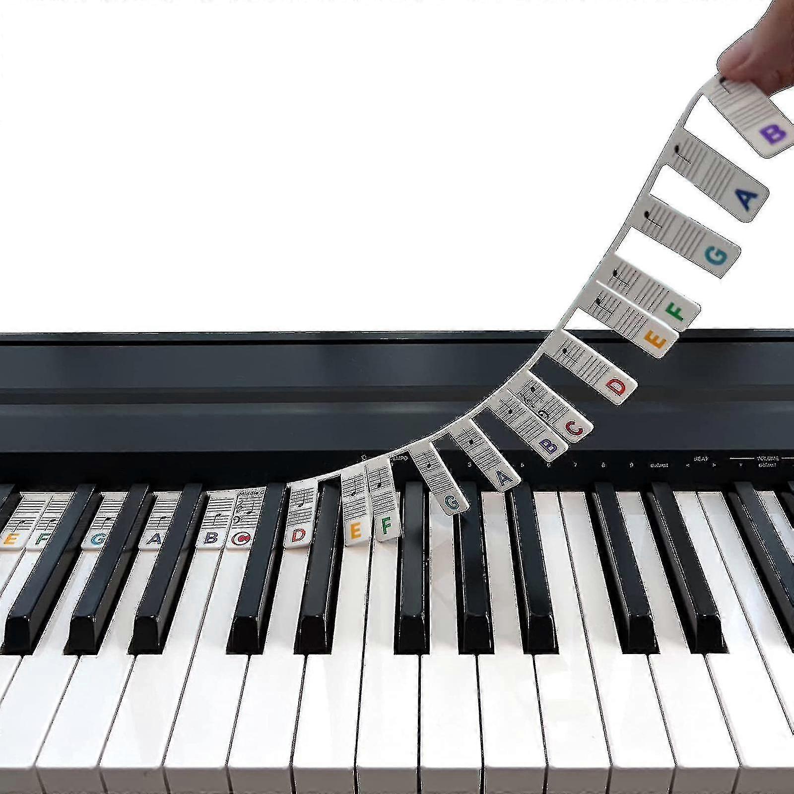 Piano Notes Guide For Beginner, Removable Piano Keyboard Note Labels For Learning, 88-key Full Size, Made Of Silicone, No Need Stickers