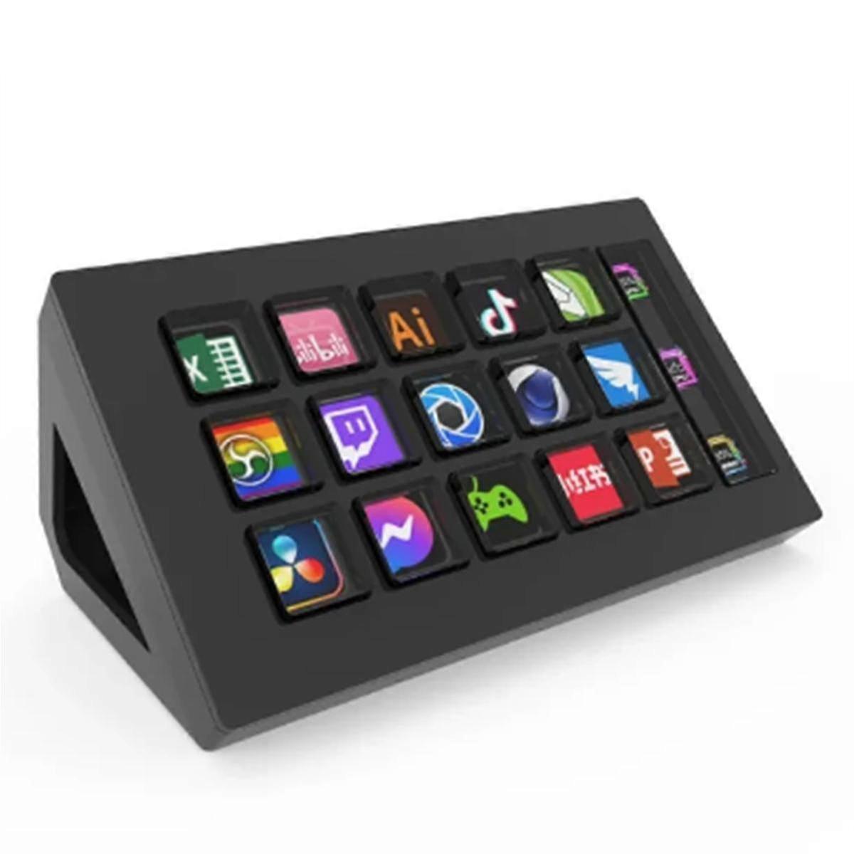 Für StreamDeck Visual Keyboard LCD-Taste 15 Tasten Live Content Creation Controller Benutzerdefinierte Taste fo
