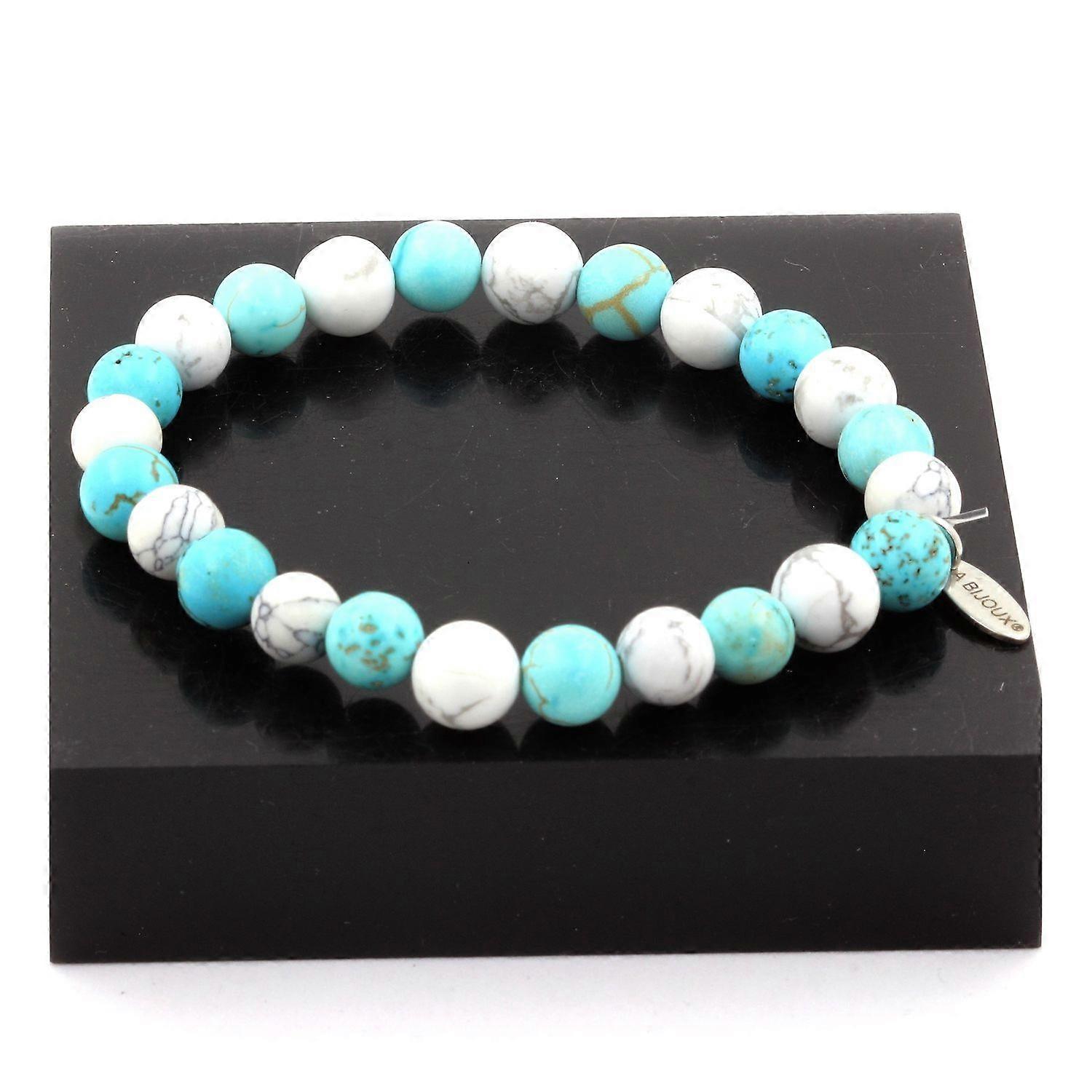 Howlite + Turquoise Beaded Bracelet 8 mm