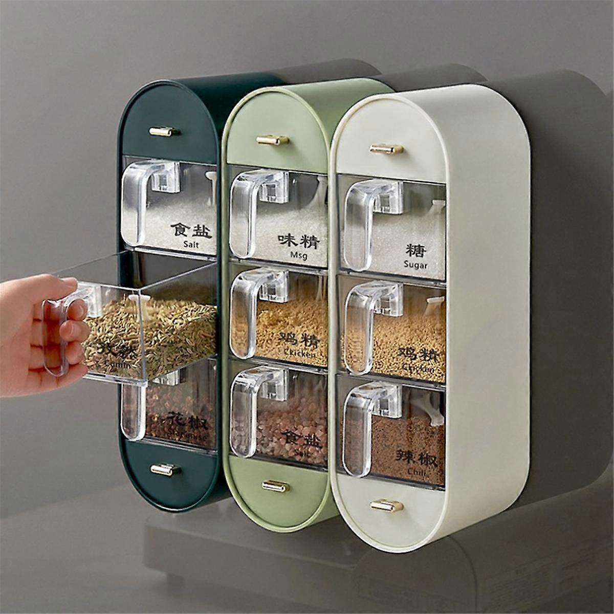 Seasoning Box Condiment Pot Condiment Bottle Pepper Sugar Salt Spice Storage Tank Wall B