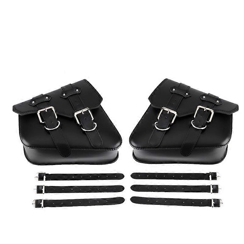 2Pcs Universal Motorcycle Bags PU Leather Saddle Bag for Sportster XL883 XL1200 Cruiser Side Tool P