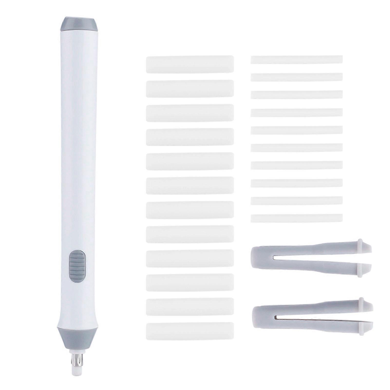 Tenwin Electric Battery Operated Automatic Pencil Eraser with 22 Eraser Refills (White)