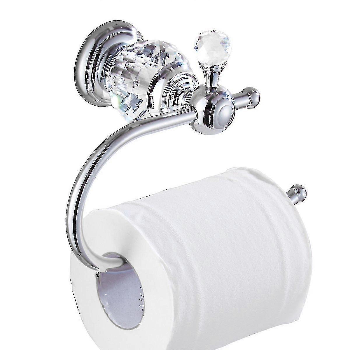 クリスタルシリーズ真鍮トイレットペーパーロールホルダー、ポリッシュクローム-YKY416