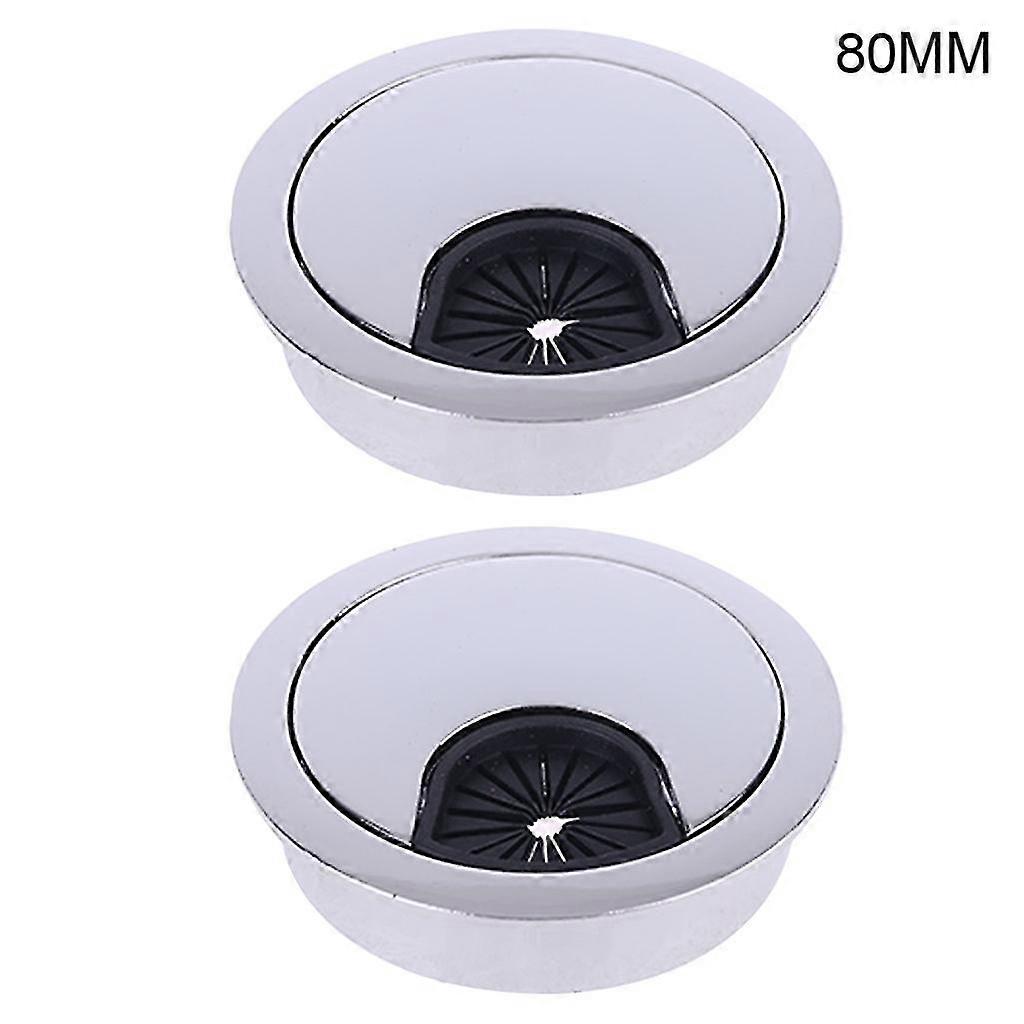 2 Pcs Zinc Alloy Desk Wire Hole Cover Base Computer Grommet Cable Outlet Port