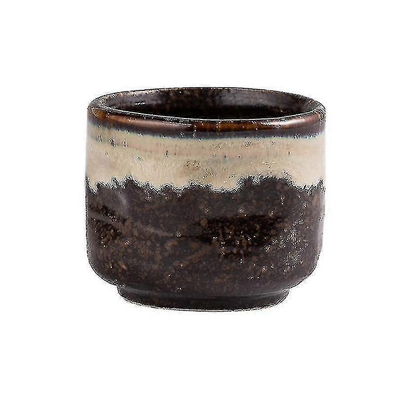 الرجعية نمط شخصية 35ml السيراميك الخزف بصمة اليد النبيذ الزجاج كوب الشاي كوب ساكي صغير (أسود)