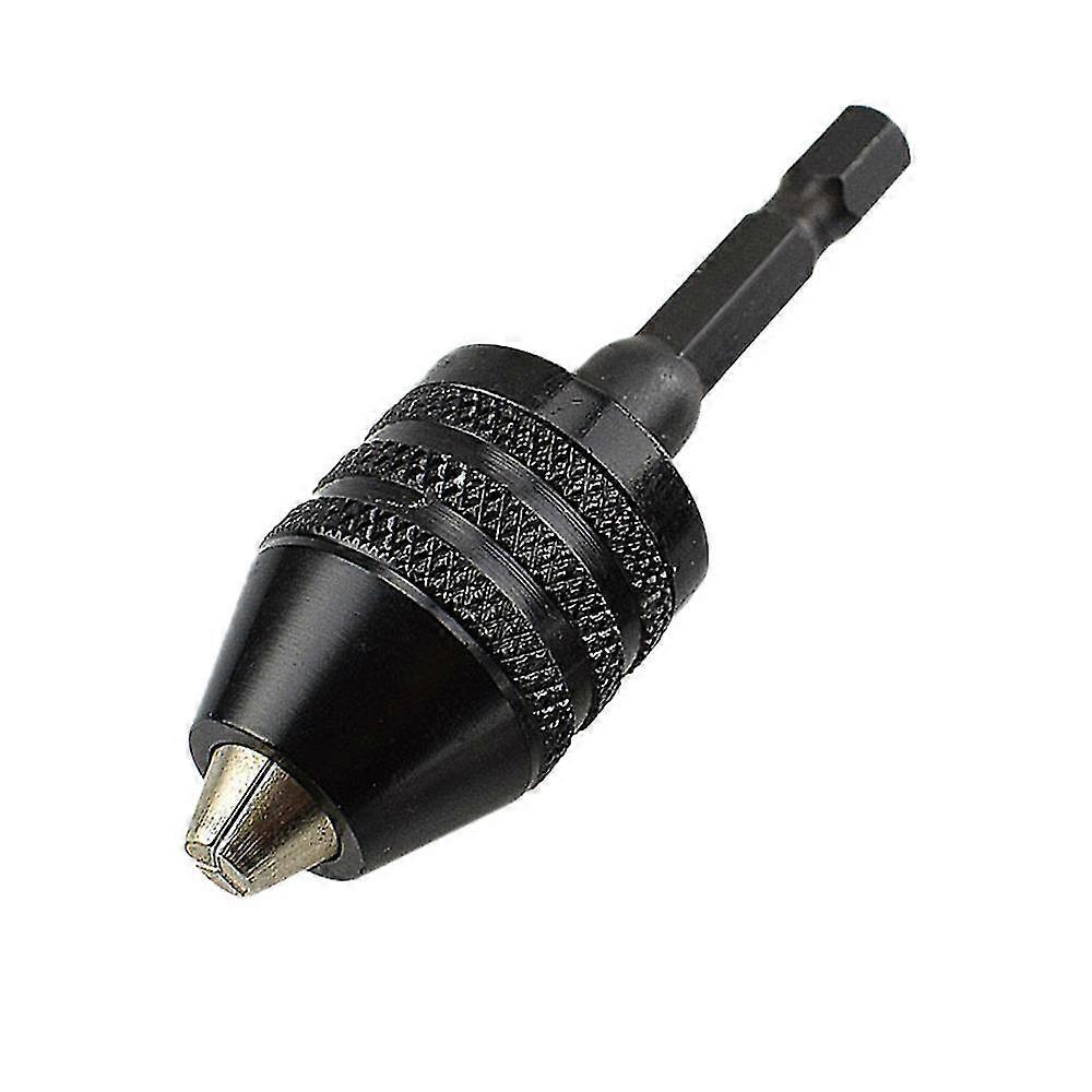 1/4in Keyless Drill Bit Chuck Hex Shank Adapter Converter Quick Change 0.3-6.5mm